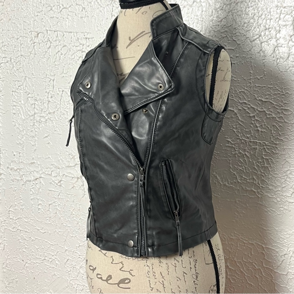 Last Kiss faux Leather Vest Gray Sz S/XS